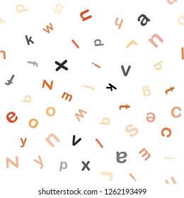 Light Red, Yellow vector seamless template with isolated letters. Abstract illustration with colored latin alphabet. Design for textile, fabric, wallpapers.