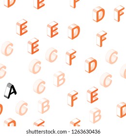 Light Red, Yellow vector seamless background with 3D signs of alphabet. Abstract illustration with 3D ABC symbols. Texture for window blinds, curtains.