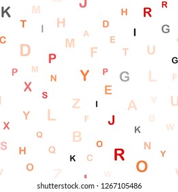 Light Red, Yellow vector seamless texture with ABC characters. Colored alphabet signs with gradient on white background. Texture for window blinds, curtains.