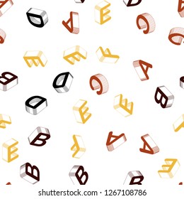 Light Red, Yellow vector seamless texture with 3D ABC characters. Abstract illustration with 3D ABC symbols. Design for textile, fabric, wallpapers.