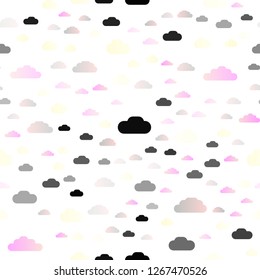 Light Red, Yellow vector seamless layout with cloudscape. Illustration in abstract style with colorful clouds. Trendy design for wallpaper, fabric makers.