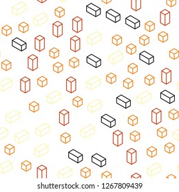 Light Red, Yellow vector seamless, isometric template with rhombus. Beautiful illustration with rectangles and squares. Pattern for design of fabric, wallpapers.