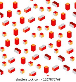 Light Red, Yellow vector seamless, isometric layout with lines, rectangles. Glitter abstract illustration with rectangular shapes. Design for wallpaper, fabric makers.