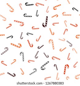 Light Red, Yellow vector seamless template with sweet christmas sticks.