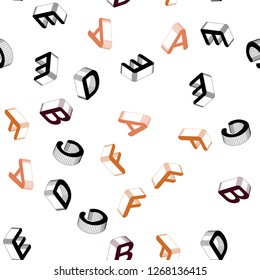 Light Red, Yellow vector seamless pattern with 3D ABC symbols. Abstract illustration with colorful 3D latin alphabet. Template for business cards, websites.