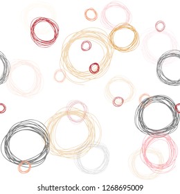 Light Red, Yellow vector seamless pattern with spheres. Blurred decorative design in abstract style with bubbles. Design for textile, fabric, wallpapers.