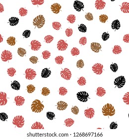 Light Red, Yellow vector seamless elegant pattern with leaves. Colorful abstract illustration with leaves in doodle style. Texture for window blinds, curtains.
