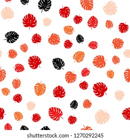Light Red, Yellow vector seamless elegant pattern with leaves. Creative illustration in blurred style with leaves. Pattern for design of fabric, wallpapers.