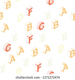 Light Red, Yellow vector seamless texture with 3D ABC characters. Shining colorful 3D illustration with isolated letters. Texture for window blinds, curtains.