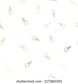 Light Red, Yellow vector seamless background with ice-cream cones. Decorative illustration with ice-cream on abstract template. Doodle design for your business advert of cafes.