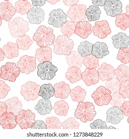 Light Red, Yellow vector seamless doodle background with flowers. Flowers with gradient on white background. Pattern for design of fabric, wallpapers.