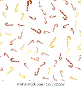 Light Red, Yellow vector seamless pattern with delicious xmas candies.