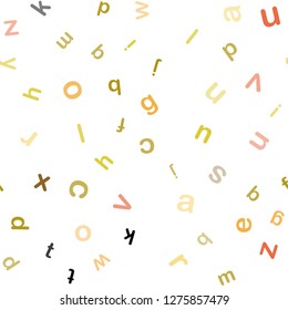 Light Red, Yellow vector seamless backdrop with english symbols. Modern geometrical illustration with ABC english symbols. Pattern for trendy fabric, wallpapers.