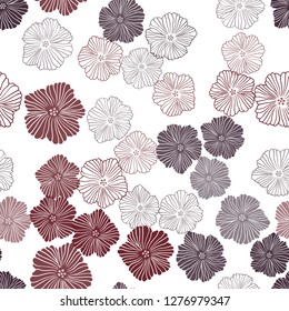 Light Red, Yellow vector seamless doodle texture with flowers. Illustration with colorful abstract doodle flowers. Template for business cards, websites.