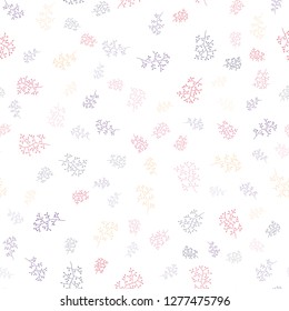 Light Red, Yellow vector seamless elegant template with leaves, branches. Leaves, branches in natural style on white background. Pattern for trendy fabric, wallpapers.