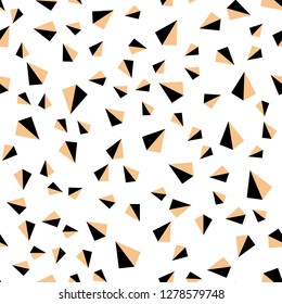 Light Red, Yellow vector seamless, isometric template with crystals, triangles. Glitter abstract illustration with triangular shapes. Texture for window blinds, curtains.