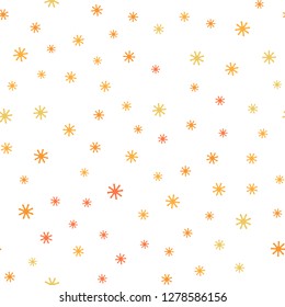 Light Red, Yellow vector seamless layout with bright snowflakes. Glitter abstract illustration with crystals of ice. Design for textile, fabric, wallpapers.