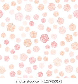 Light Red, Yellow vector seamless abstract pattern with flowers. Brand new colored illustration with flowers. Pattern for design of fabric, wallpapers.