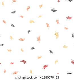 Light Red, Yellow vector seamless natural backdrop with leaves. Sketchy doodles with leaves on blurred background. Pattern for design of window blinds, curtains.
