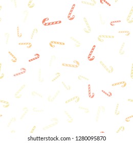 Light Red, Yellow vector seamless texture with xmas sweets, candies.