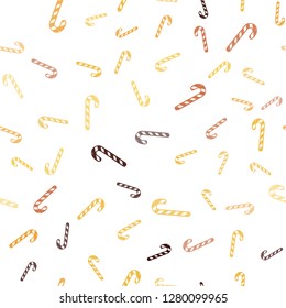 Light Red, Yellow vector seamless pattern with delicious xmas candies.
