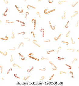 Light Red, Yellow vector seamless texture with xmas sweets, candies.