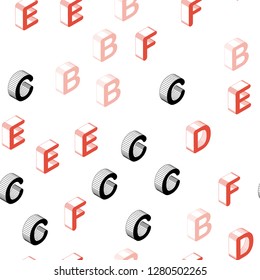 Light Red, Yellow vector seamless texture with 3D ABC characters. Abstract illustration with colorful 3D latin alphabet. Pattern for trendy fabric, wallpapers.