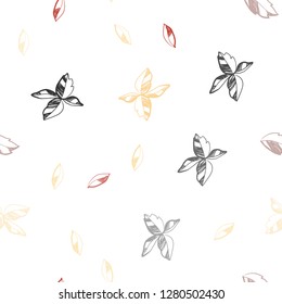 Light Red, Yellow vector seamless natural background with leaves. leaves on blurred abstract background with gradient. Design for textile, fabric, wallpapers.