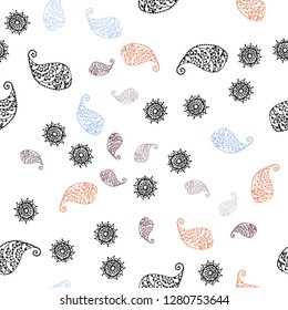 Light Red, Yellow vector seamless natural background with leaves and flowers. Shining colored illustration with leaves and flowers. Pattern for trendy fabric, wallpapers.