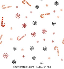 Light Red, Yellow vector seamless pattern with delicious xmas candies.