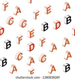 Light Red, Yellow vector seamless texture with 3D ABC characters. Colorful gradient design in 3D style with signs of alphabet. Design for wallpaper, fabric makers.