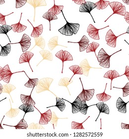 Light Red, Yellow vector seamless doodle template with leaves. New colorful illustration in doodle style with leaves. Texture for window blinds, curtains.