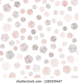 Light Red, Yellow vector seamless elegant background with flowers. Illustration with colorful abstract doodle flowers. Texture for window blinds, curtains.