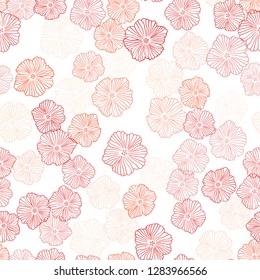 Light Red, Yellow vector seamless natural pattern with flowers. Brand new colored illustration with flowers. Design for textile, fabric, wallpapers.