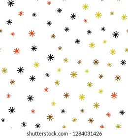 Light Red, Yellow vector seamless texture with colored snowflakes. Shining colorful illustration with snow on abstract template. Texture for window blinds, curtains.