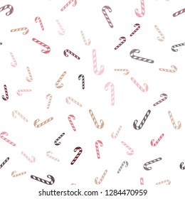 Light Red, Yellow vector seamless background with tasty xmas sweets.
