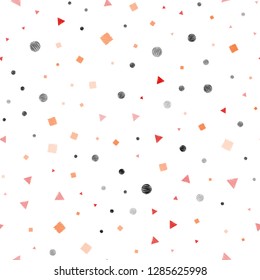 Light Red, Yellow vector seamless pattern with polygonal style with circles. Circles, lines, rhombus with colorful gradient. Pattern for trendy fabric, wallpapers.