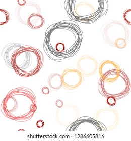 Light Red, Yellow vector seamless cover with spots. Beautiful colored illustration with blurred circles in nature style. Design for textile, fabric, wallpapers.