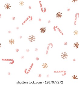 Light Red, Yellow vector seamless layout with christmas sweet desserts.
