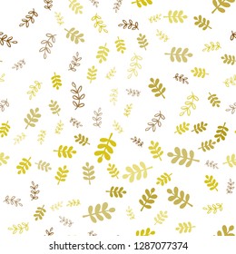 Light Red, Yellow vector seamless abstract design with leaves, branches. Colorful illustration in doodle style with leaves, branches. Pattern for design of fabric, wallpapers.