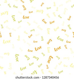 Light Red, Yellow vector seamless backdrop with phrase LOVE YOU. Illustration with phrase LOVE YOU for valentine's day. Design for wallpaper, fabric makers.