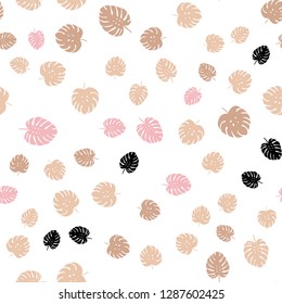 Light Red, Yellow vector seamless doodle backdrop with leaves. Modern geometrical abstract illustration with leaves. Design for textile, fabric, wallpapers.