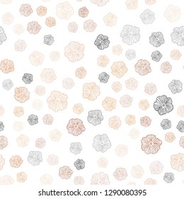 Light Red, Yellow vector seamless doodle background with flowers. Flowers in natural style on white background. Pattern for design of fabric, wallpapers.