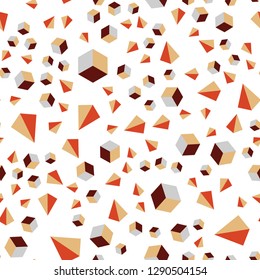 Light Red, Yellow vector seamless, isometric background with triangles, cubes. Abstract gradient illustration with triangles, cubes. Texture for window blinds, curtains.