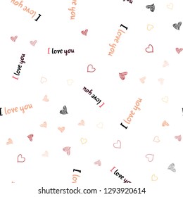 Light Red, Yellow vector seamless texture with lovely hearts. Beautiful colored illustration with hearts in celebration style. Pattern can be used for valentine's ad, booklets.