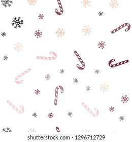 Light Red, Yellow vector seamless background with tasty xmas sweets.