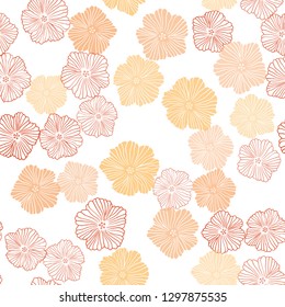 Light Red, Yellow vector seamless doodle backdrop with flowers. Brand new colored illustration with flowers. Template for business cards, websites.