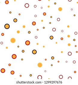 Light Red, Yellow vector seamless template with circles. Illustration with set of shining colorful abstract circles. Pattern for trendy fabric, wallpapers.