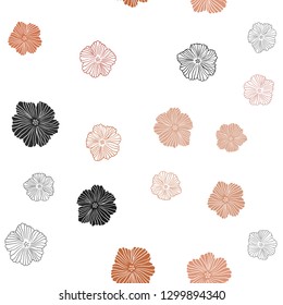 Light Red, Yellow vector seamless elegant template with flowers. Colorful illustration in doodle style with flowers. Template for business cards, websites.