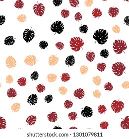 Light Red, Yellow vector seamless natural backdrop with leaves. Modern geometrical abstract illustration with leaves. Texture for window blinds, curtains.
